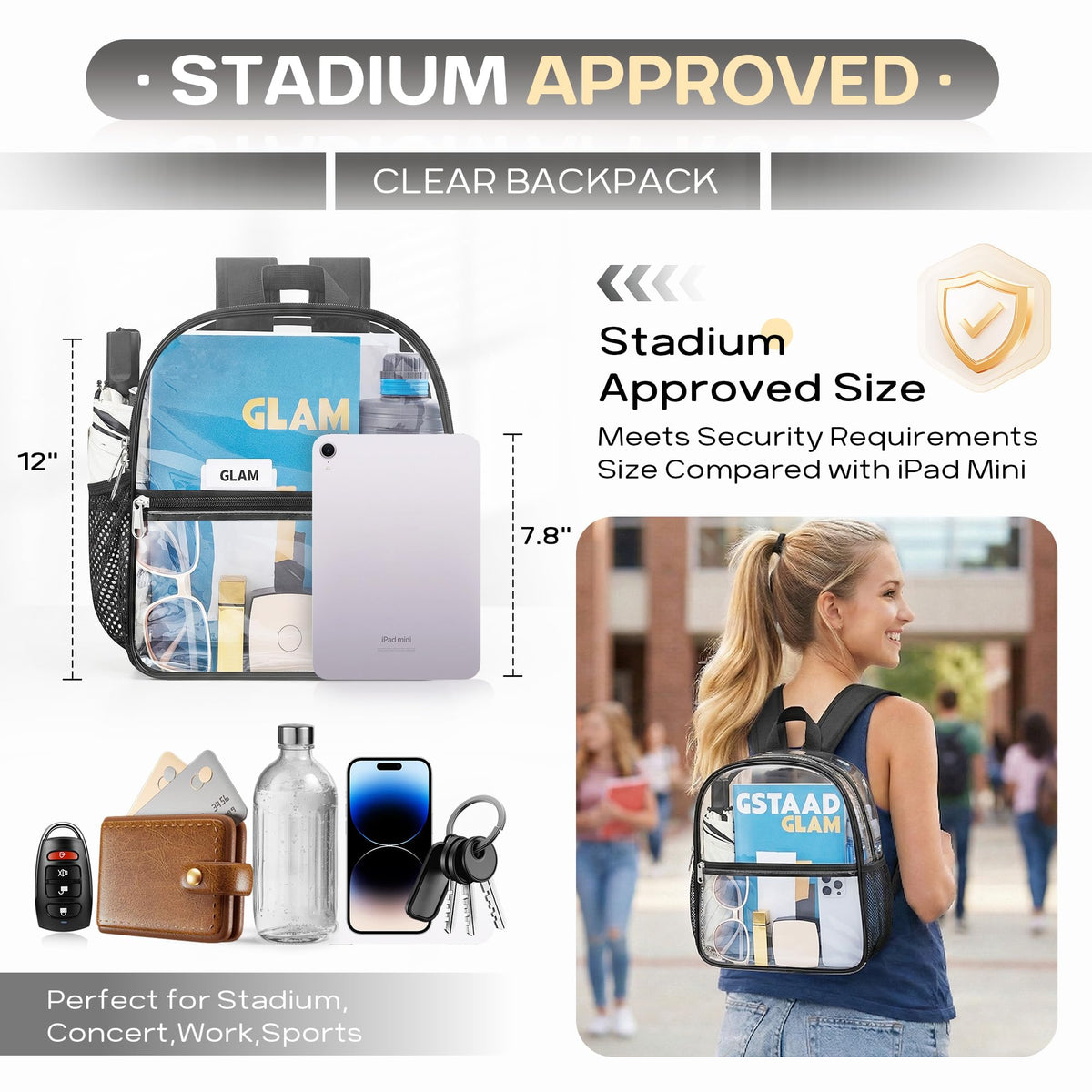 Clear Backpack 12x6x11 J3166