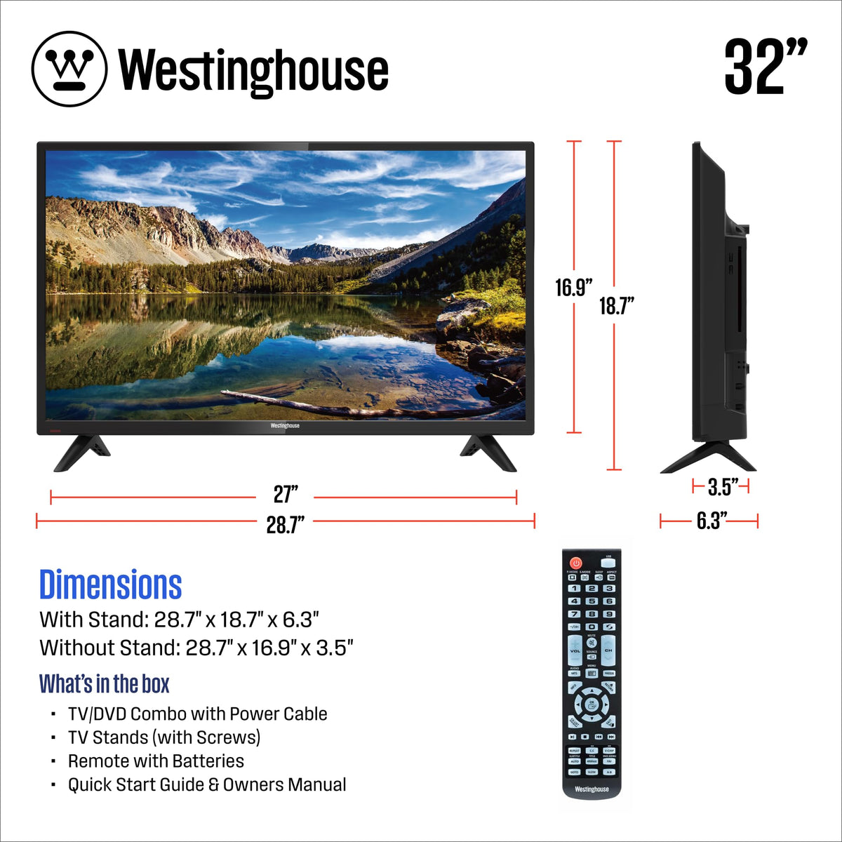32 Inch HD LED Flat Screen TV with Built in DVD Player F421