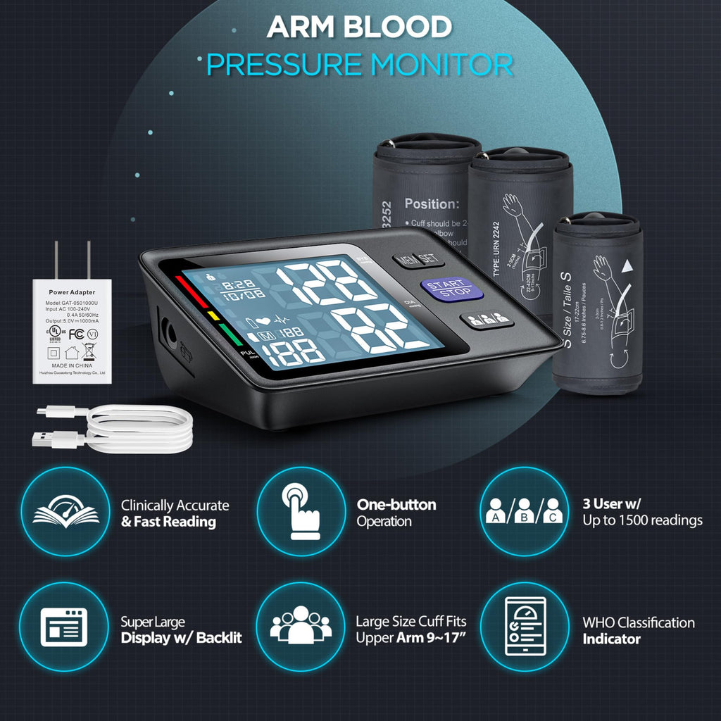 Automatic Upper Arm Blood Pressure Monitor, 3 Cuffs K58345