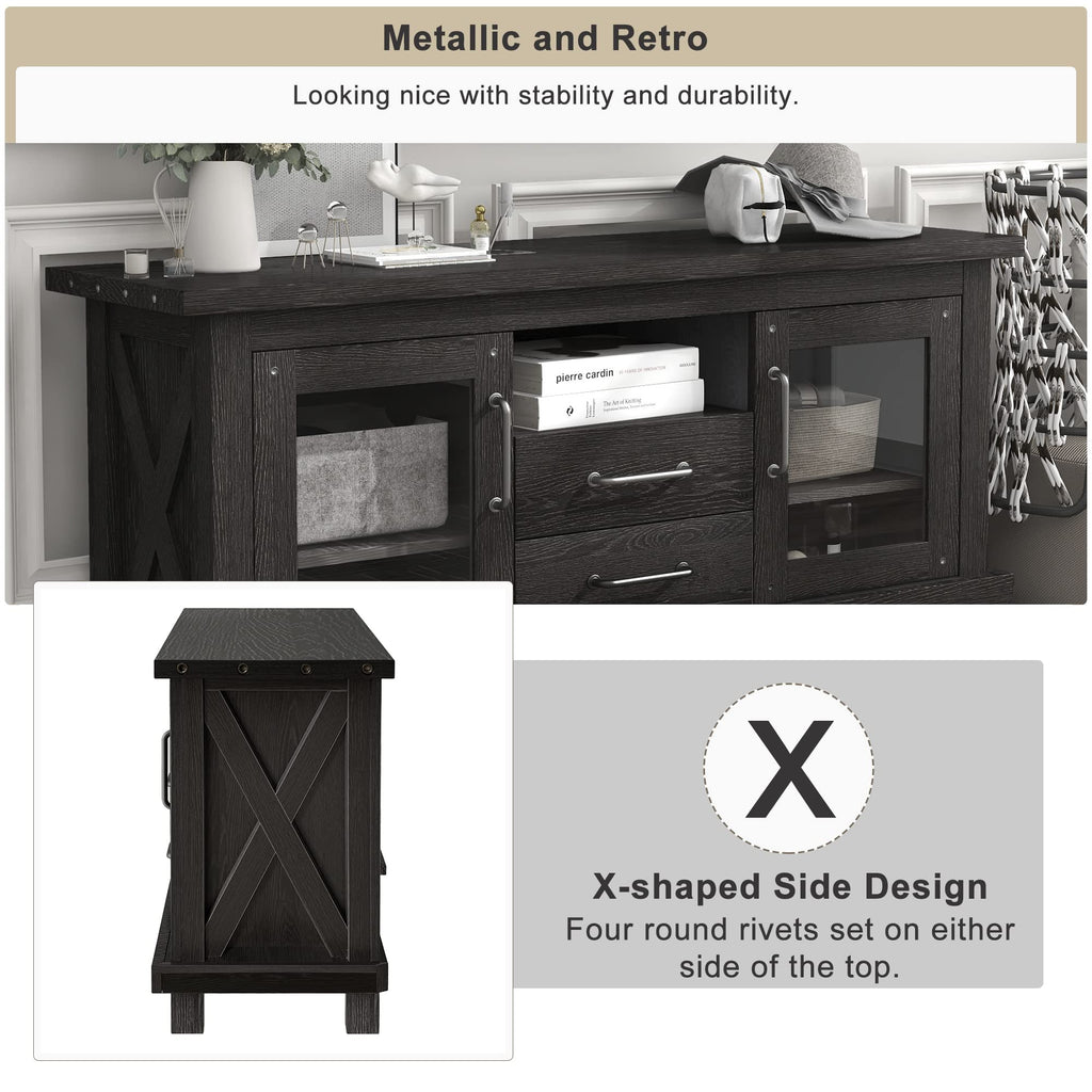 Espresso Particleboard TV Stand with Two Drawers K7515