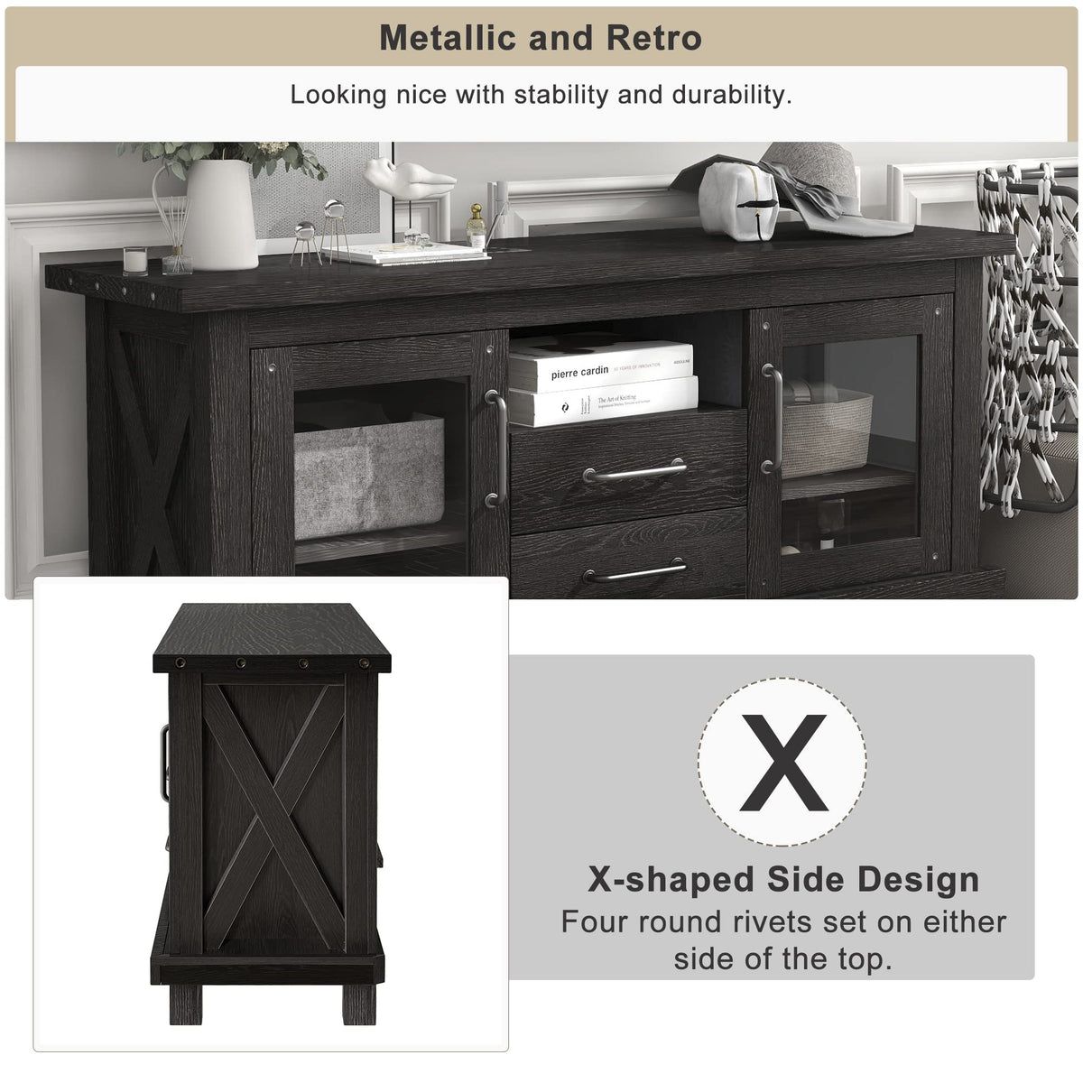 Espresso Particleboard TV Stand with Two Drawers K7515