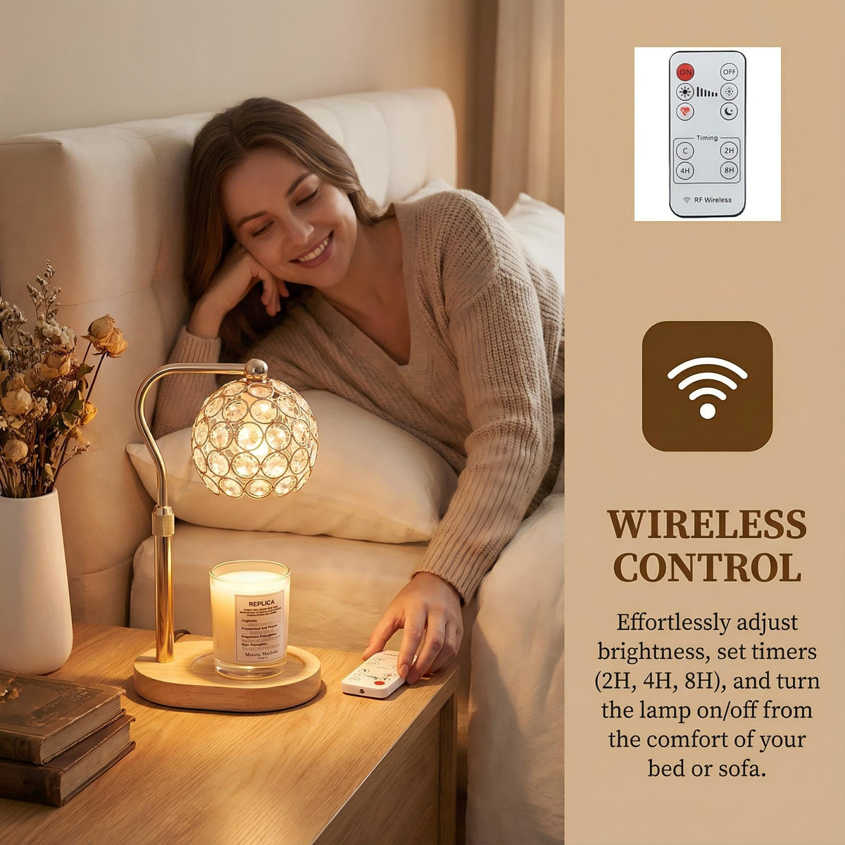 Candle Warmer Lamp with Timer & Dimmer, Adjustable Height Y271565