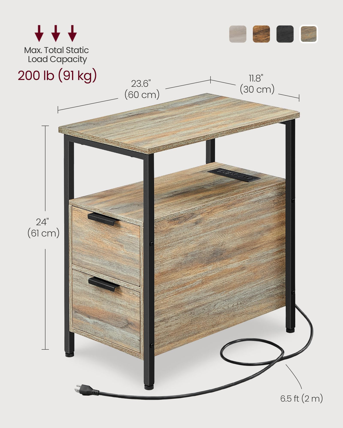 Side End Table with Charging Station C912819