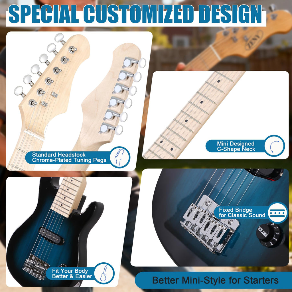 30" Blue Electric Guitar Beginner Kit with Amp and Bag H8946