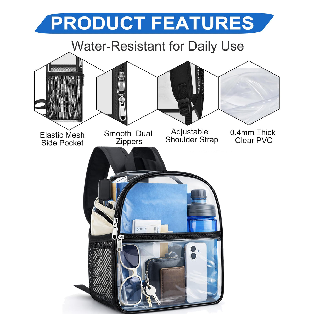 Clear Backpack 12x6x11 J3166