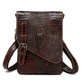 Brown Crocodile Embossed Genuine Leather Mini Messenger Bag G869818