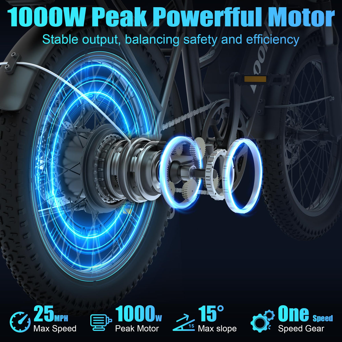 Peak 1000W 48V 13Ah Electric Bike with Rear Seat & Front Basket P1348