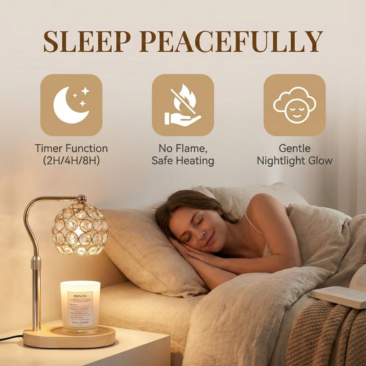 Candle Warmer Lamp with Timer & Dimmer, Adjustable Height Y271565