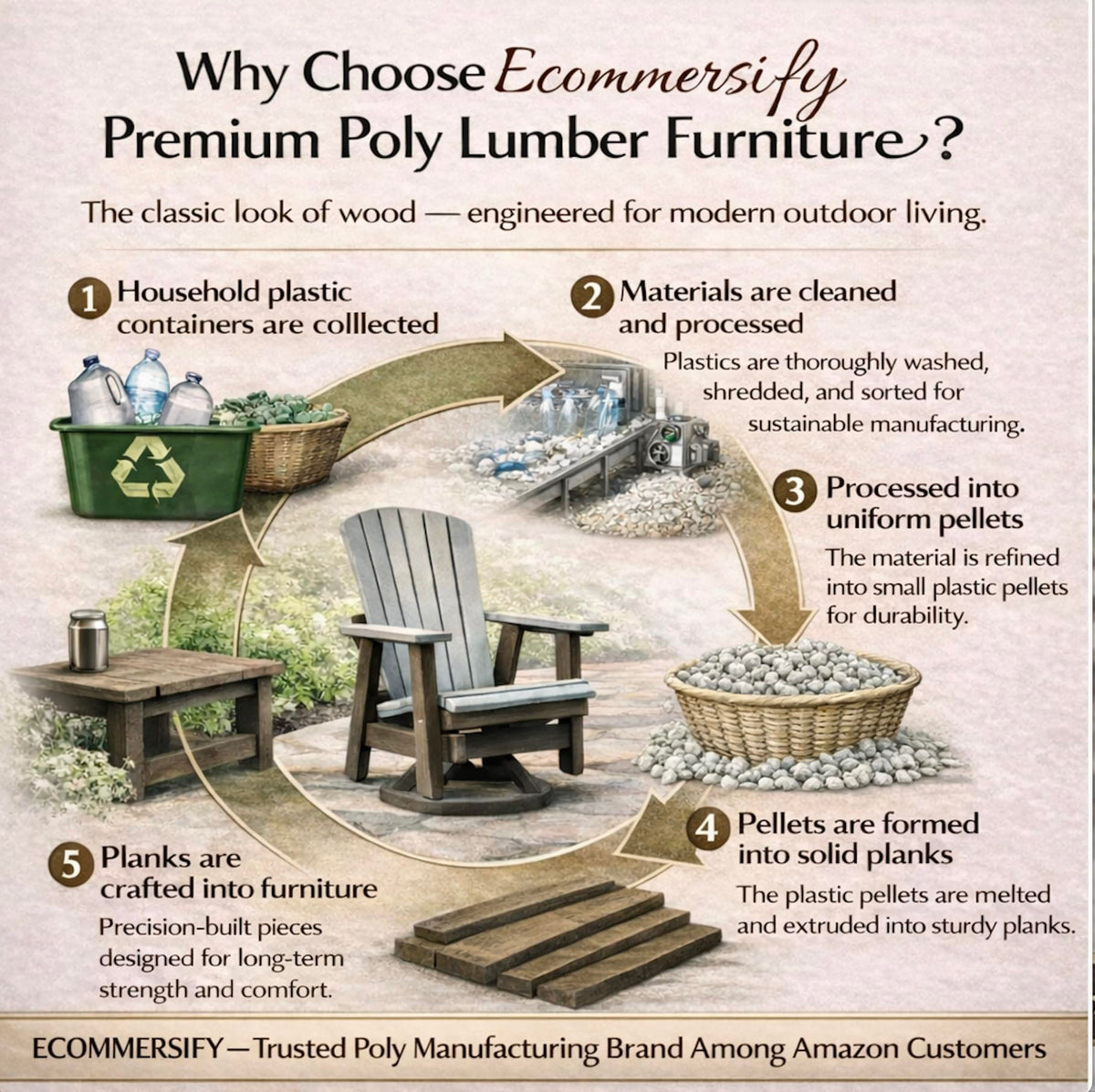 2FT All-Weather Poly Lumber Outdoor Glider Chair S583144