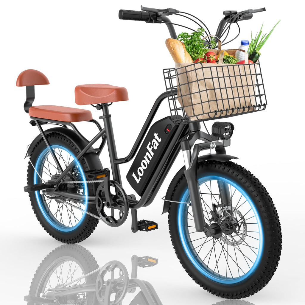Peak 1000W 48V 13Ah Electric Bike with Rear Seat & Front Basket P1348