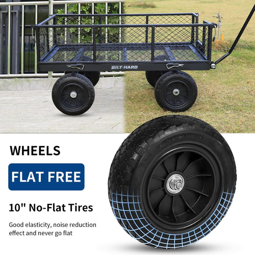 10" Steel Garden Cart with Rotating Handle and Removable Sides, 4 Cu.Ft, Black J9785