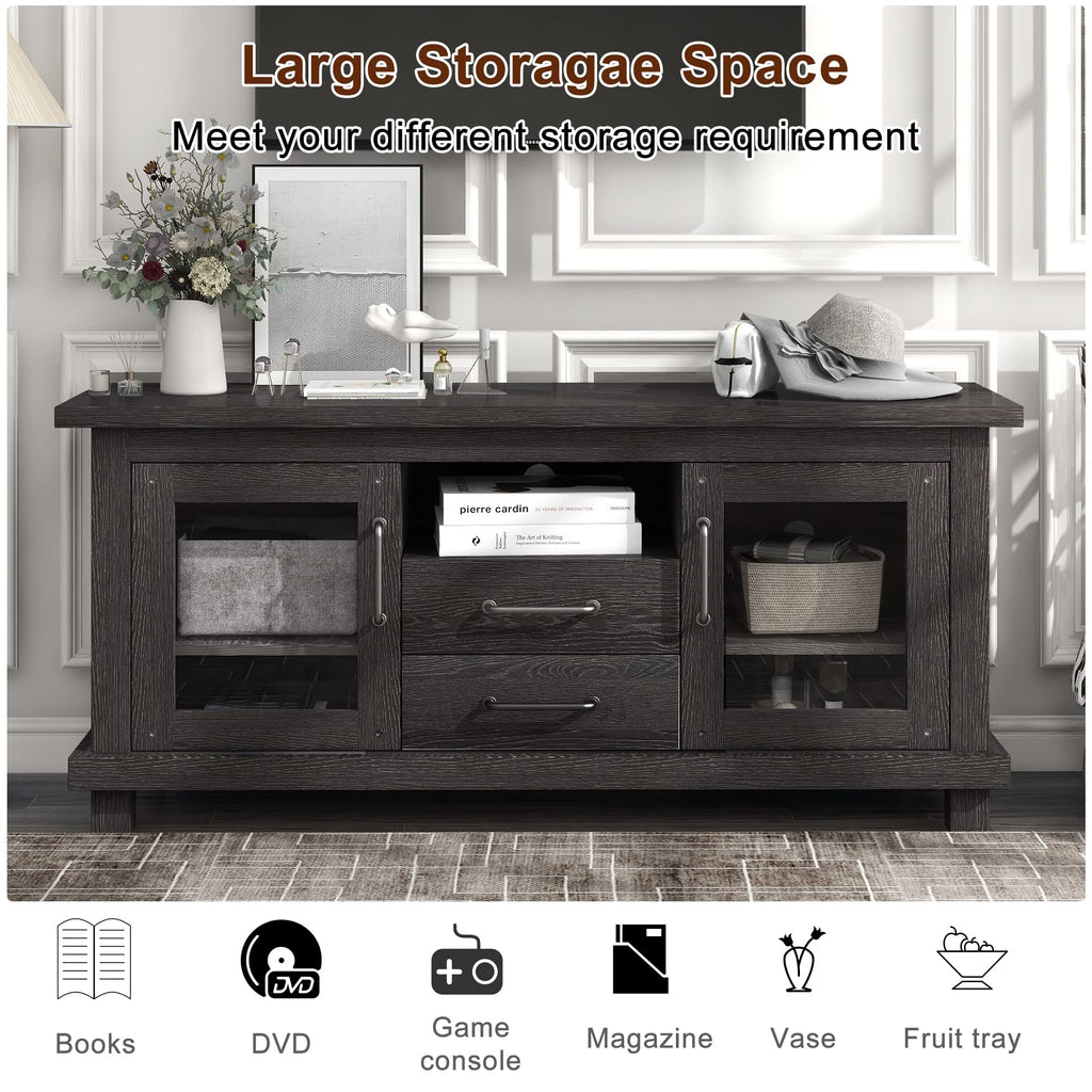 Espresso Particleboard TV Stand with Two Drawers K7515