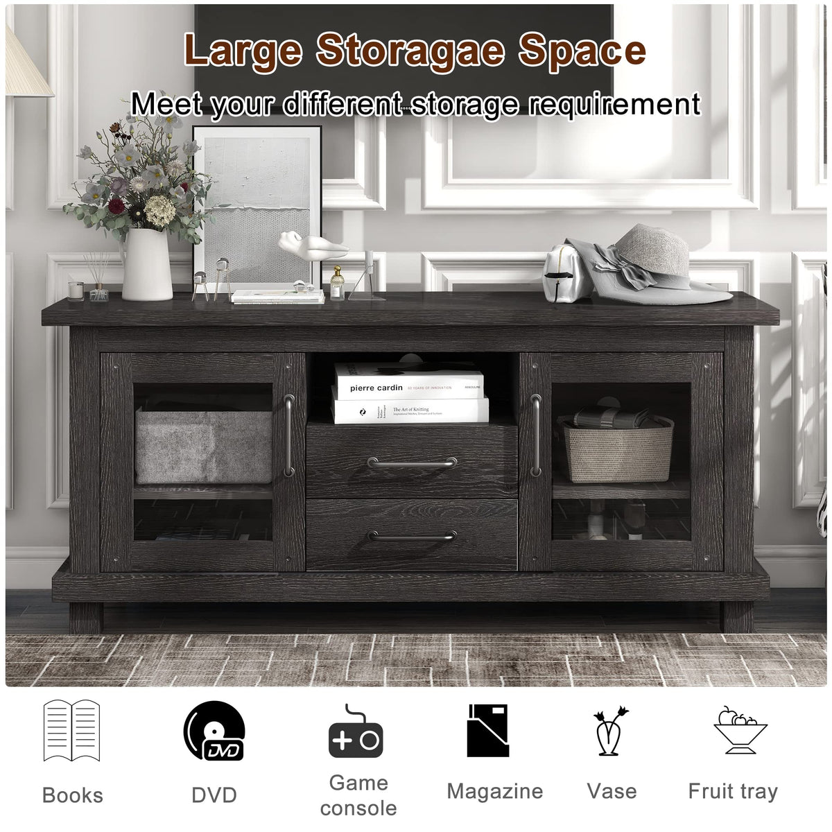 Espresso Particleboard TV Stand with Two Drawers K7515