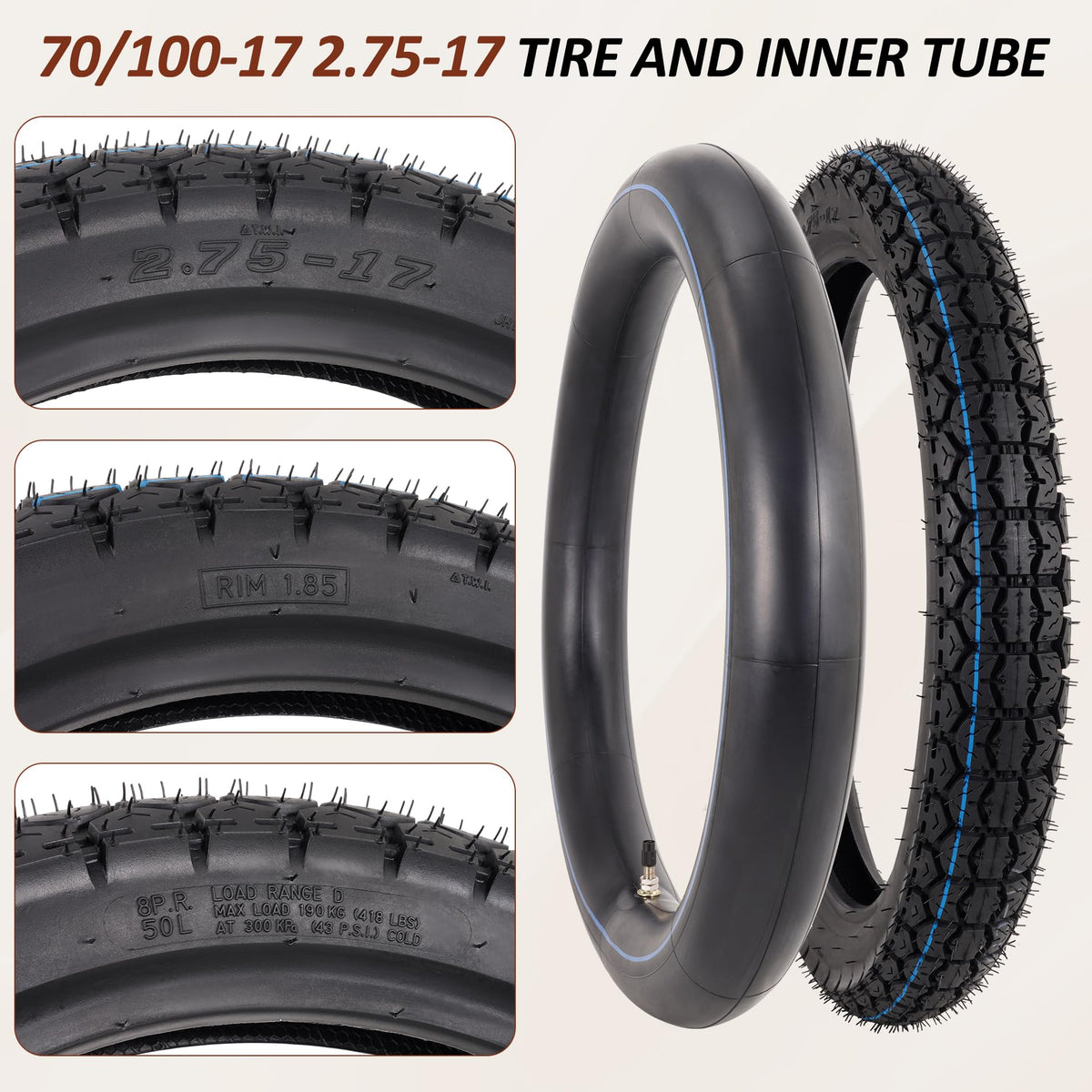70/100-17 Tire and Inner Tube Set K5135