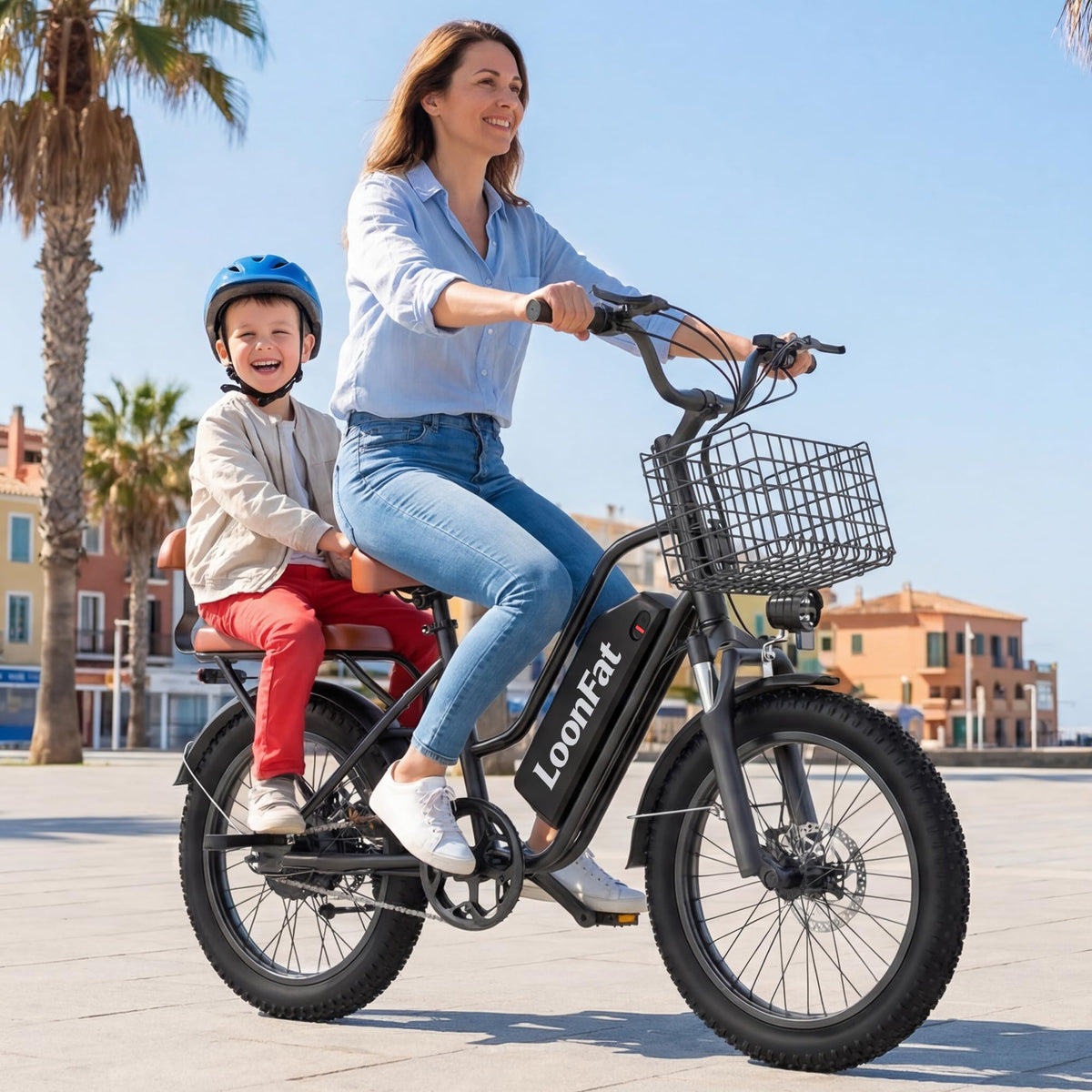 Peak 1000W 48V 13Ah Electric Bike with Rear Seat & Front Basket P1348