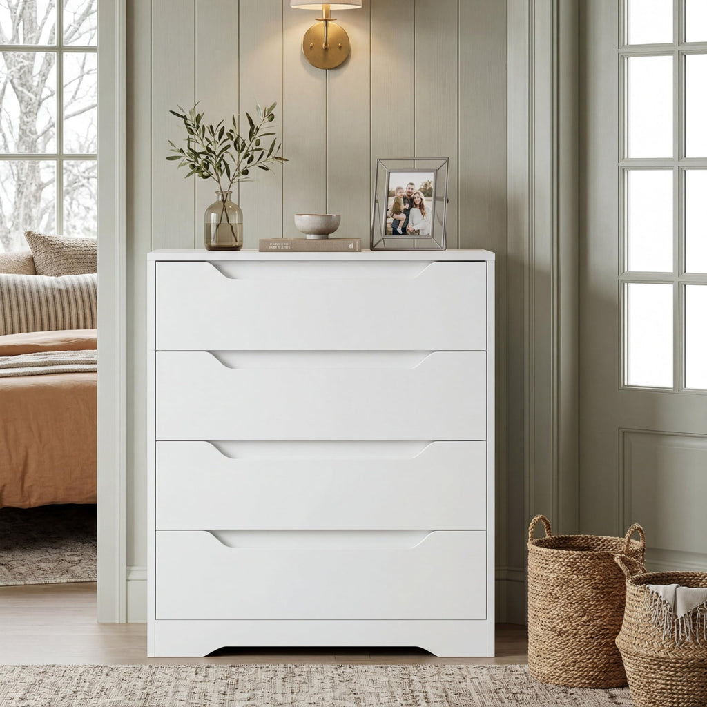 White 4 Drawer Wood Dresser A330