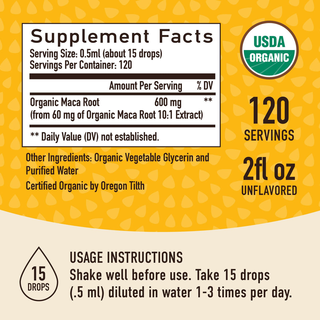 Organic Maca Root Liquid Drops 2 fl oz O8985