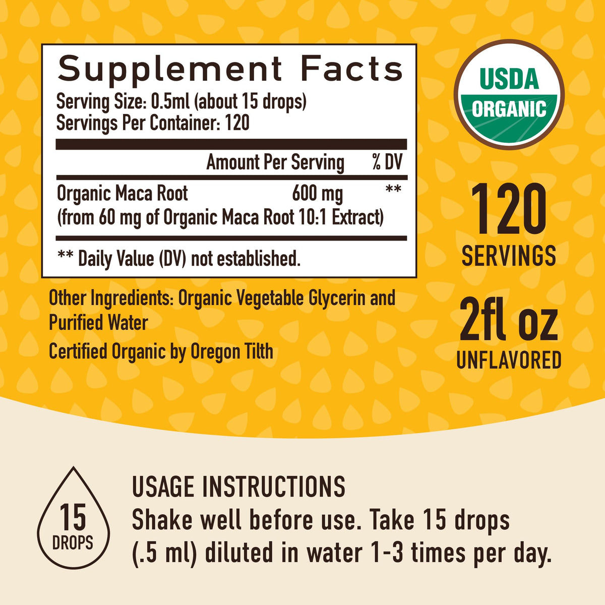 Organic Maca Root Liquid Drops 2 fl oz O8985