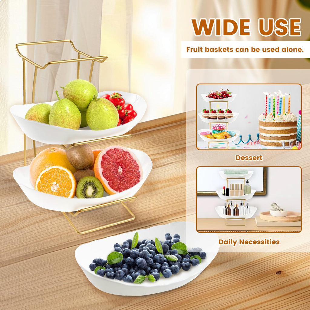 3 Tier Fruit Basket with Gold Metal Stand H267158