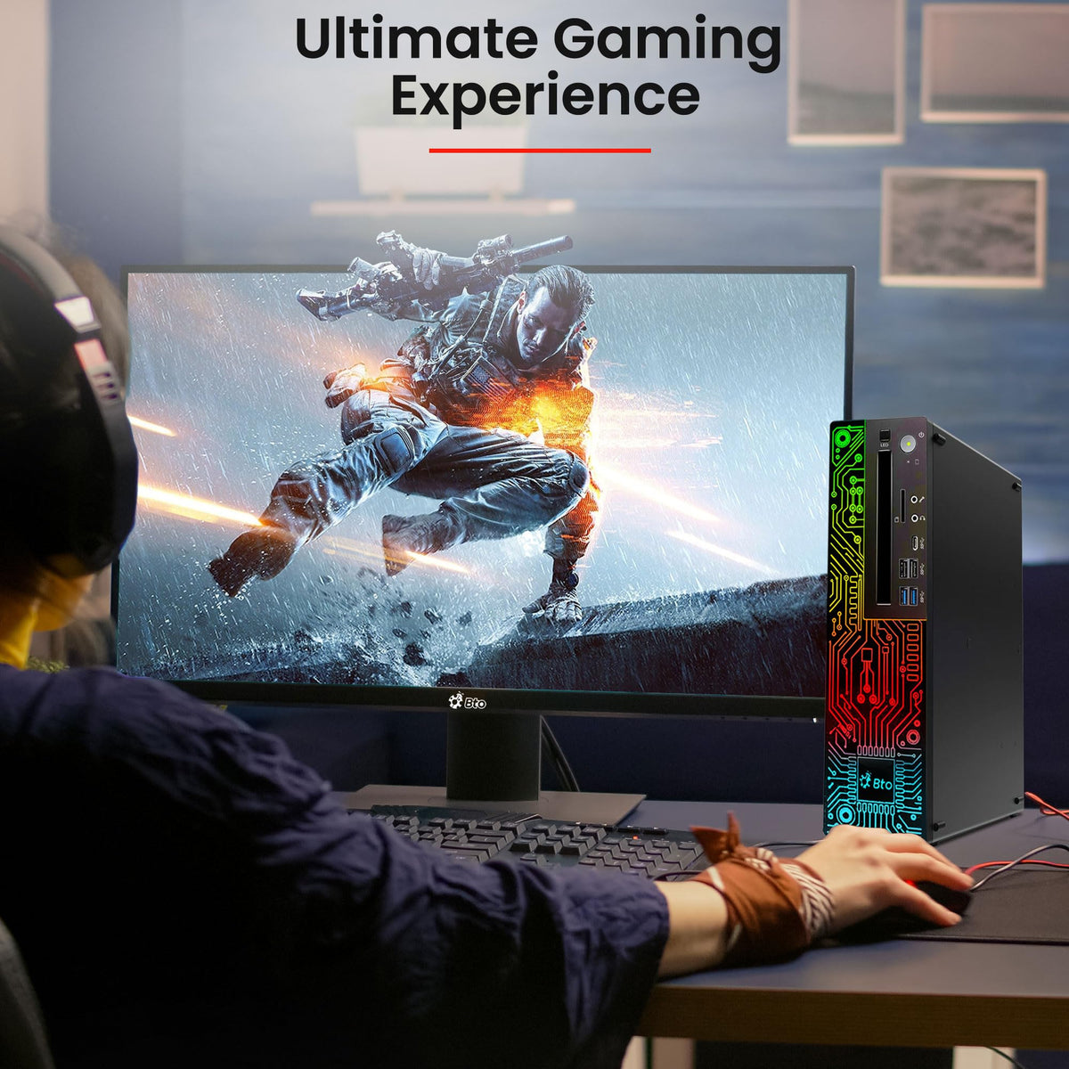 RGB Gaming Desktop PC Intel i5 16GB Ram 512GB SSD GeForce GT 1030 Windows 11 Pro N56108
