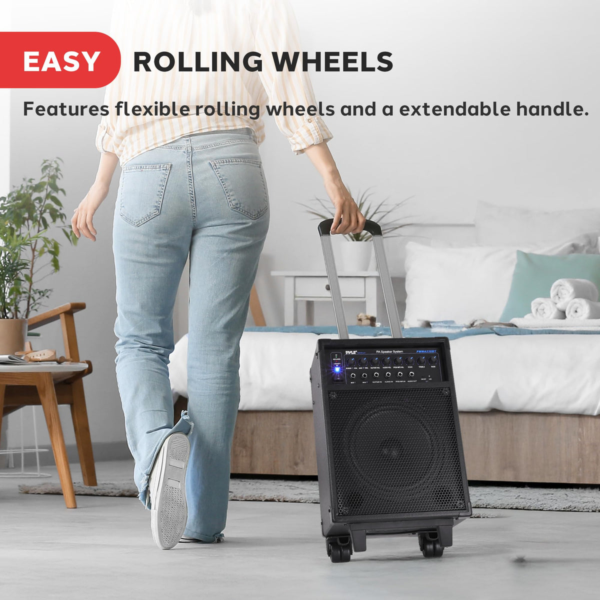 Wireless Portable PA System 400W Bluetooth Compatible Rechargeable Battery Powered Speaker Microphone Set D941