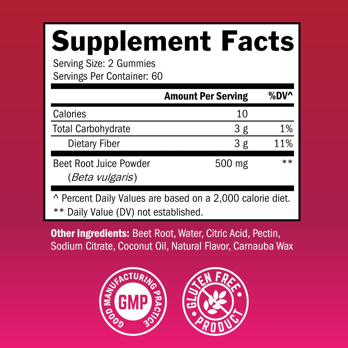 Sugar Free Beet Root Gummies Strawberry Flavor 120 Count O206