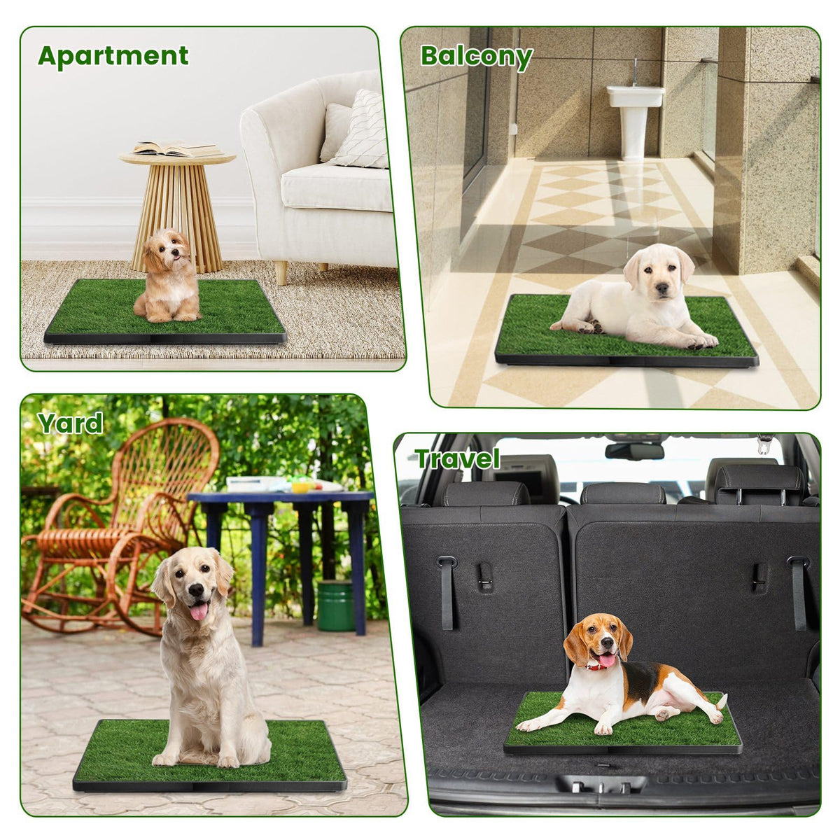 25 x 20 Inches Artificial Turf Dog Potty Grass Pad with Tray Q394682