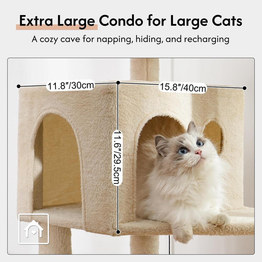 Beige Cat Tree with Hammock and Bed K519263