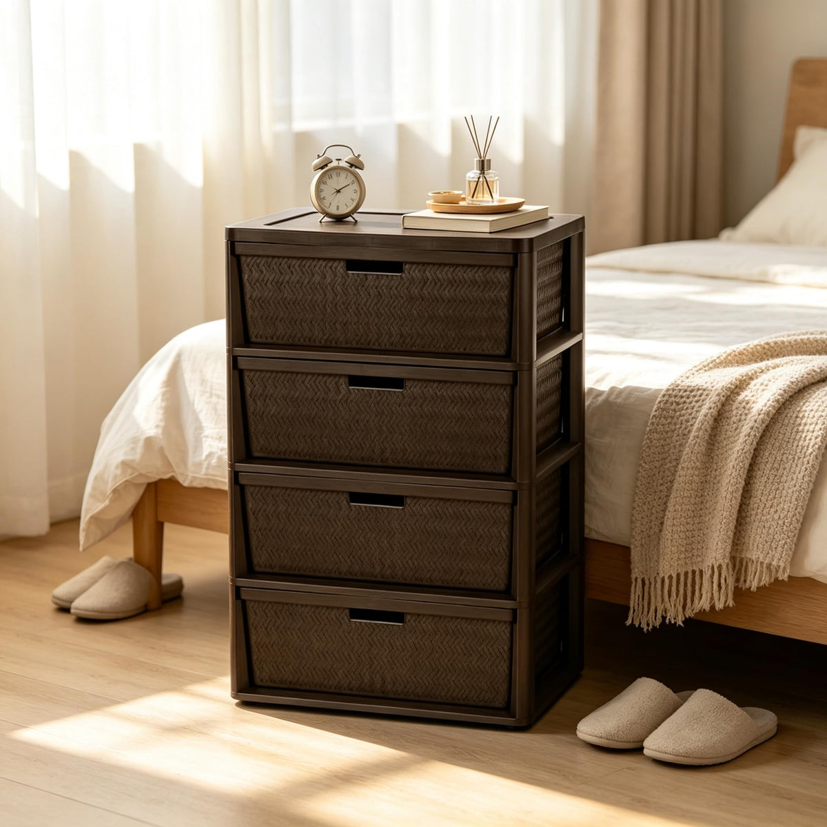 Brown 4 Drawer Storage Tower A6584