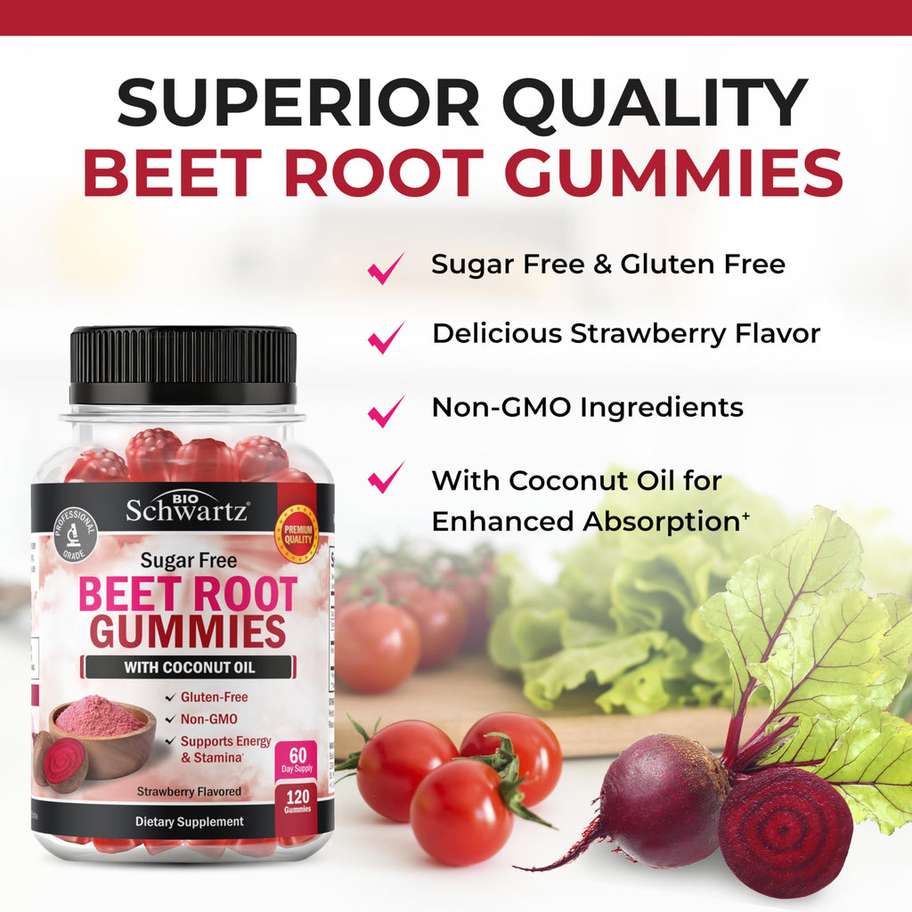 Sugar Free Beet Root Gummies Strawberry Flavor 120 Count O206