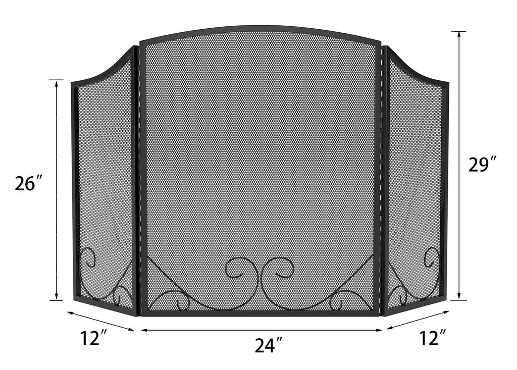 Black Wrought Iron Fireplace Screen B19570