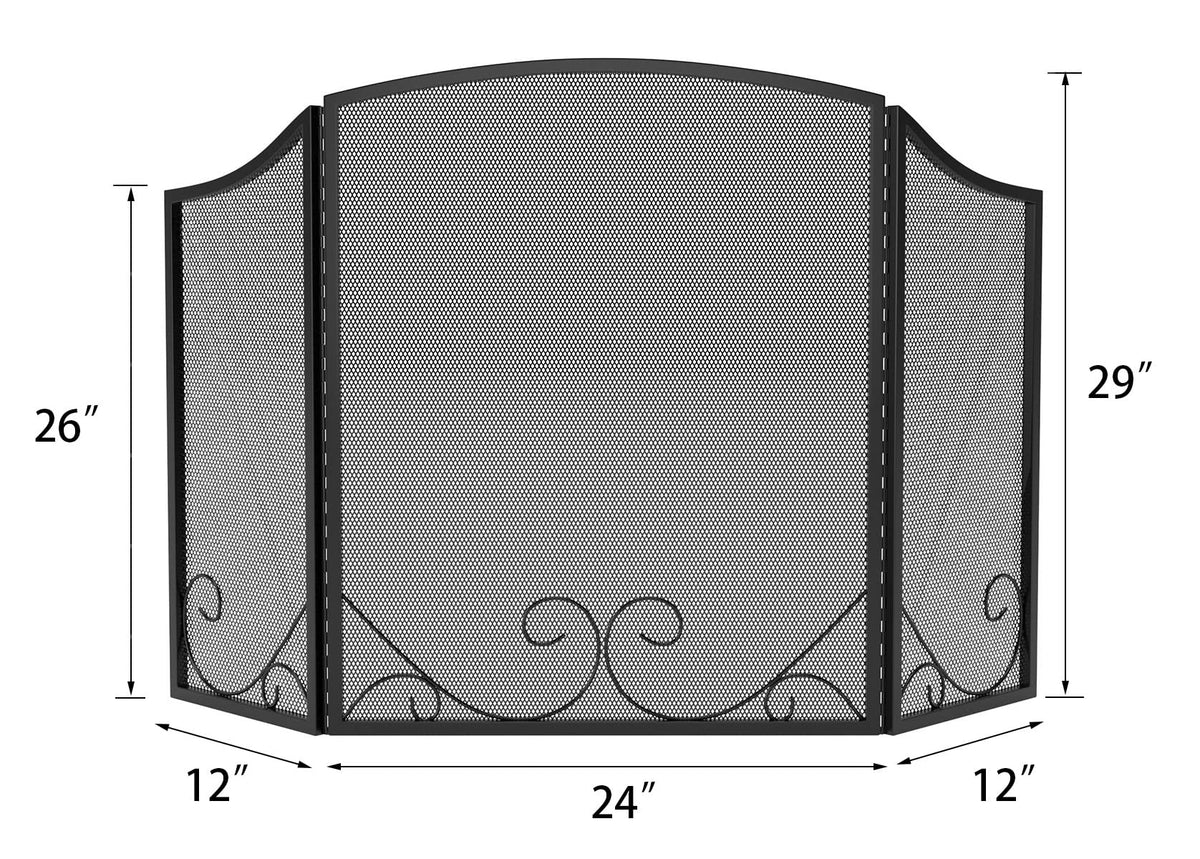 Black Wrought Iron Fireplace Screen B19570