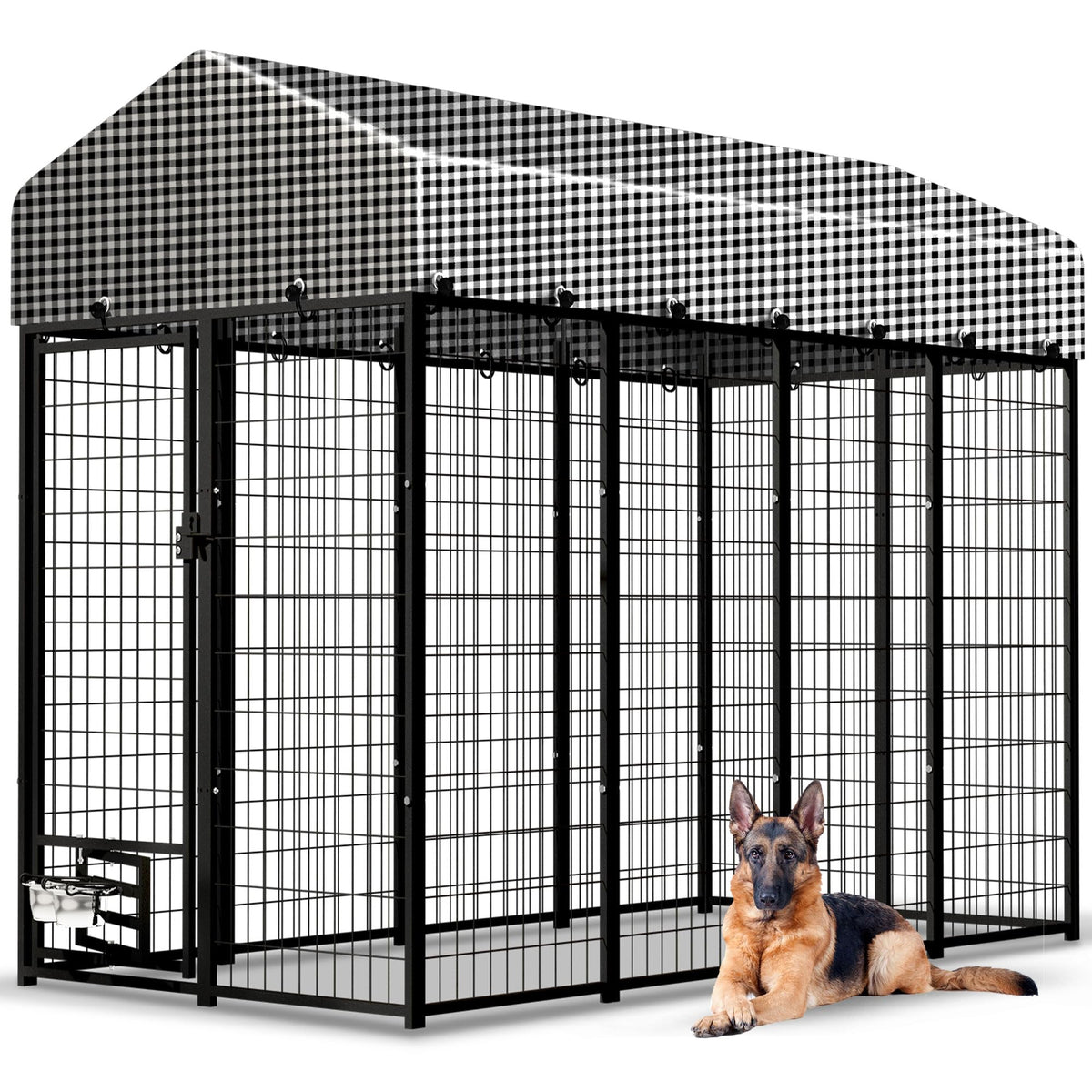 Large Outdoor Dog Kennel with Roof Cover A153