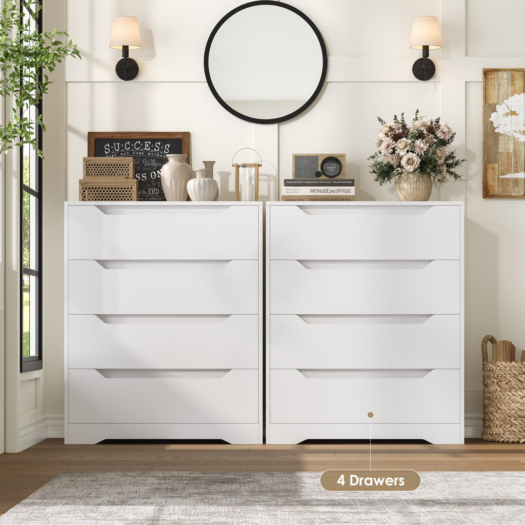 White 4 Drawer Wood Dresser A330