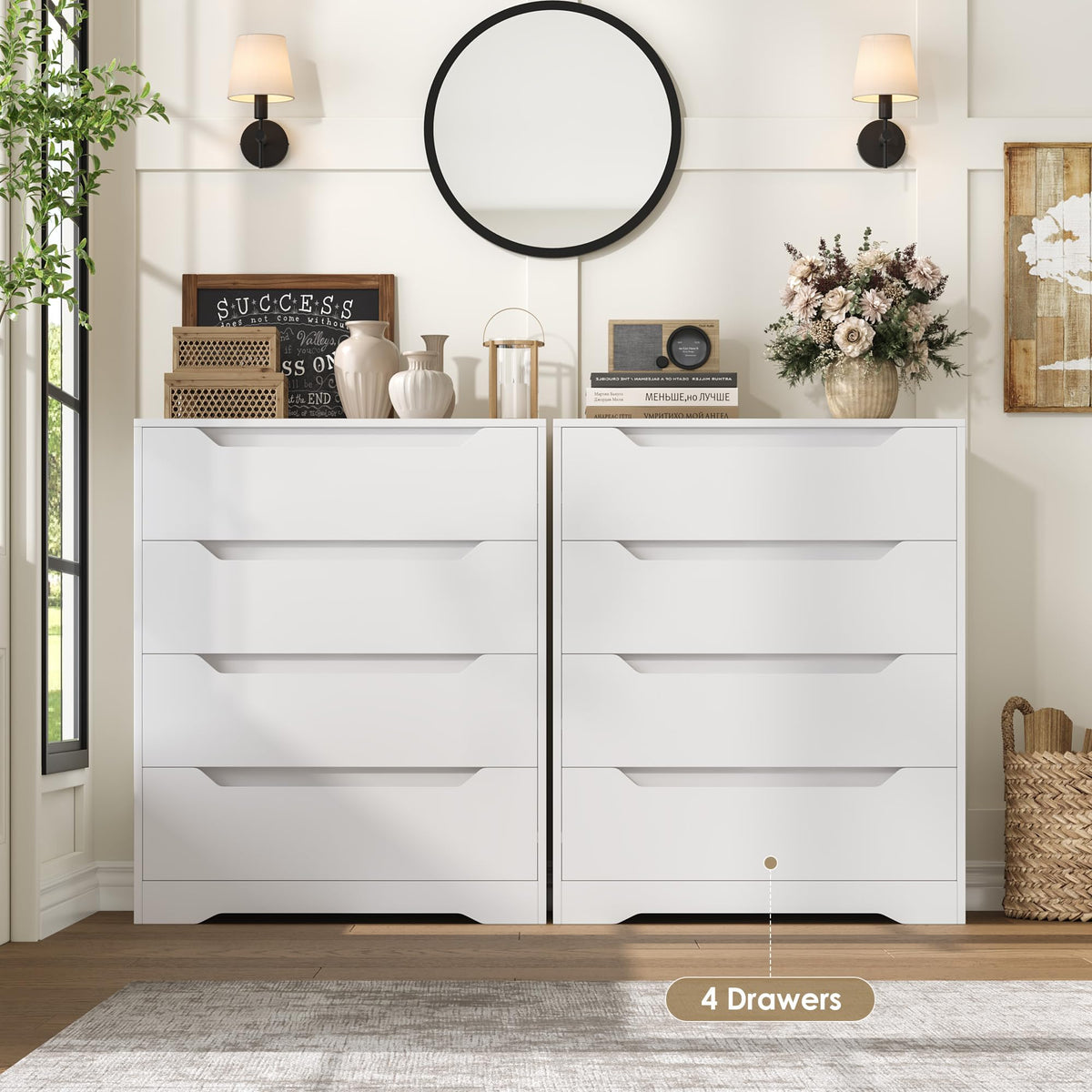 White 4 Drawer Wood Dresser A330