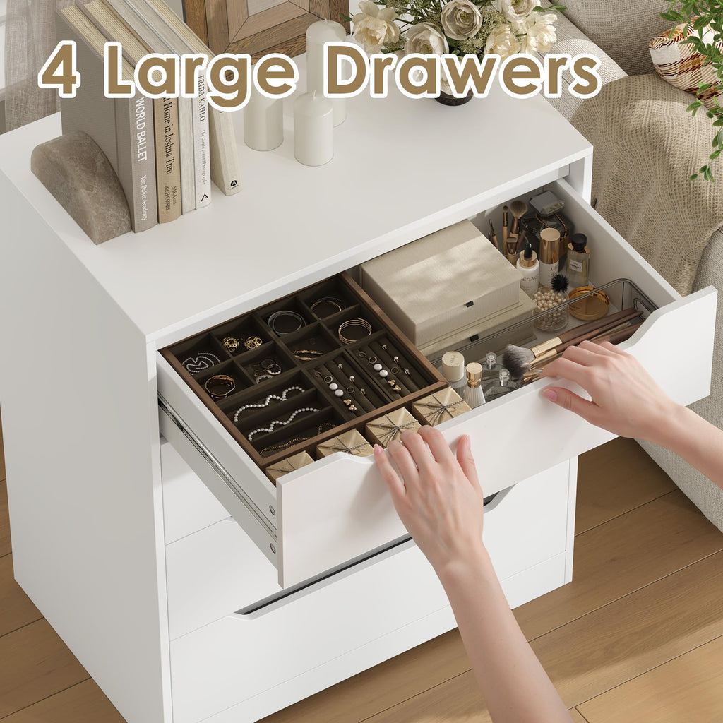 White 4 Drawer Wood Dresser A330
