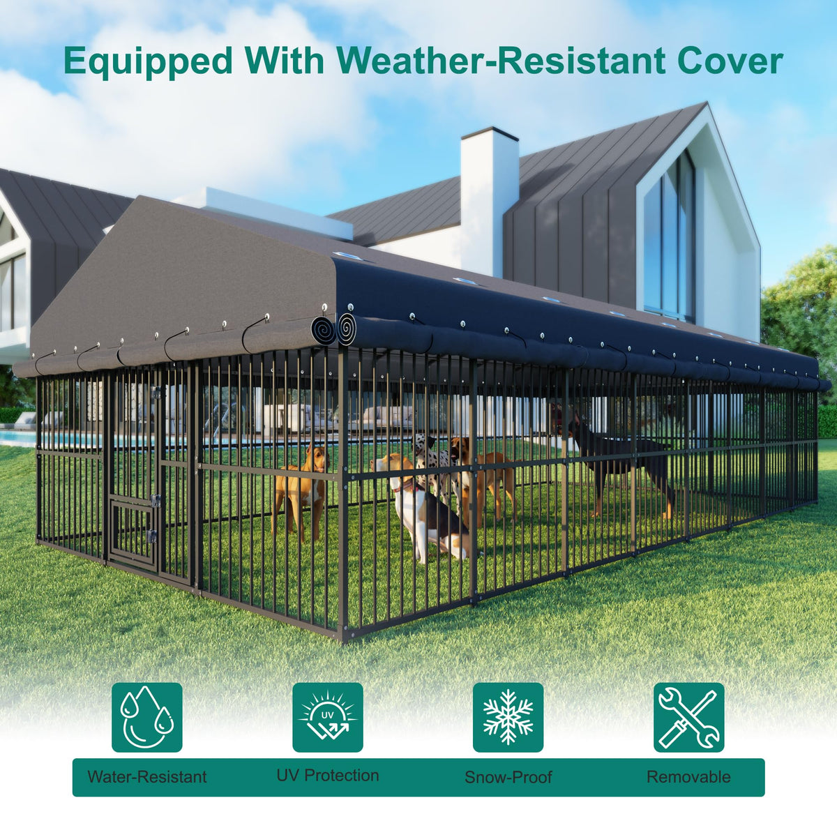 10x20x6.5 FT Outdoor Dog Kennel with Roof W422