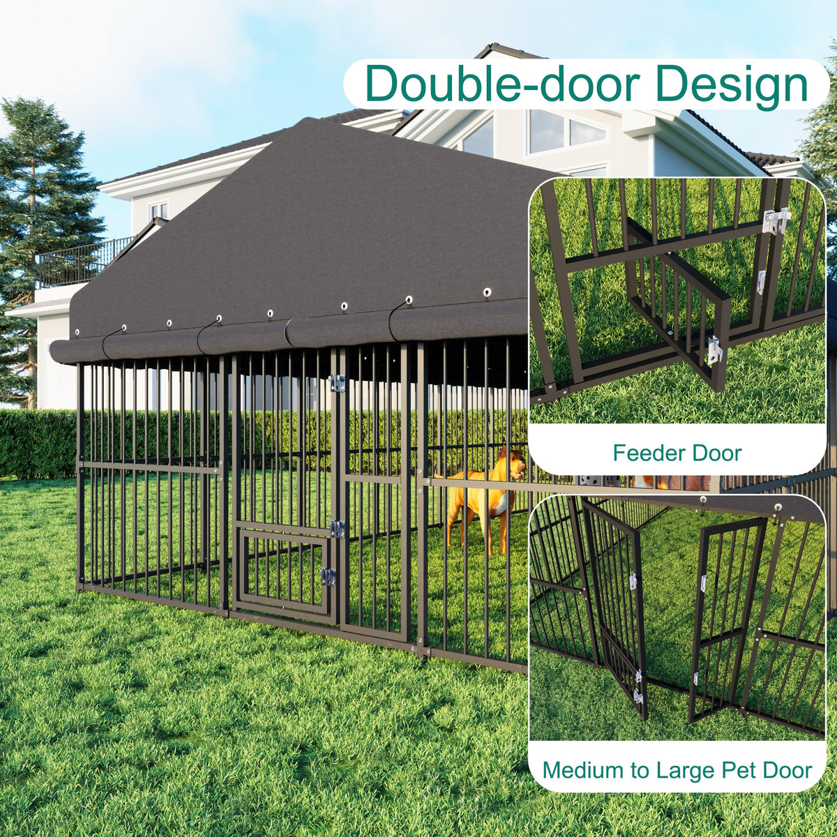 10x20x6.5 FT Outdoor Dog Kennel with Roof W422