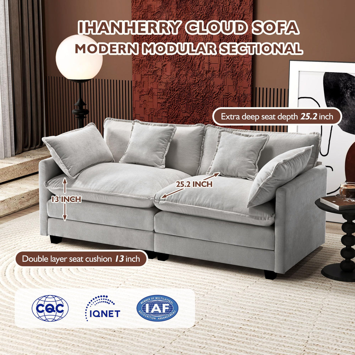77 Inch Grey Chenille Loveseat F350