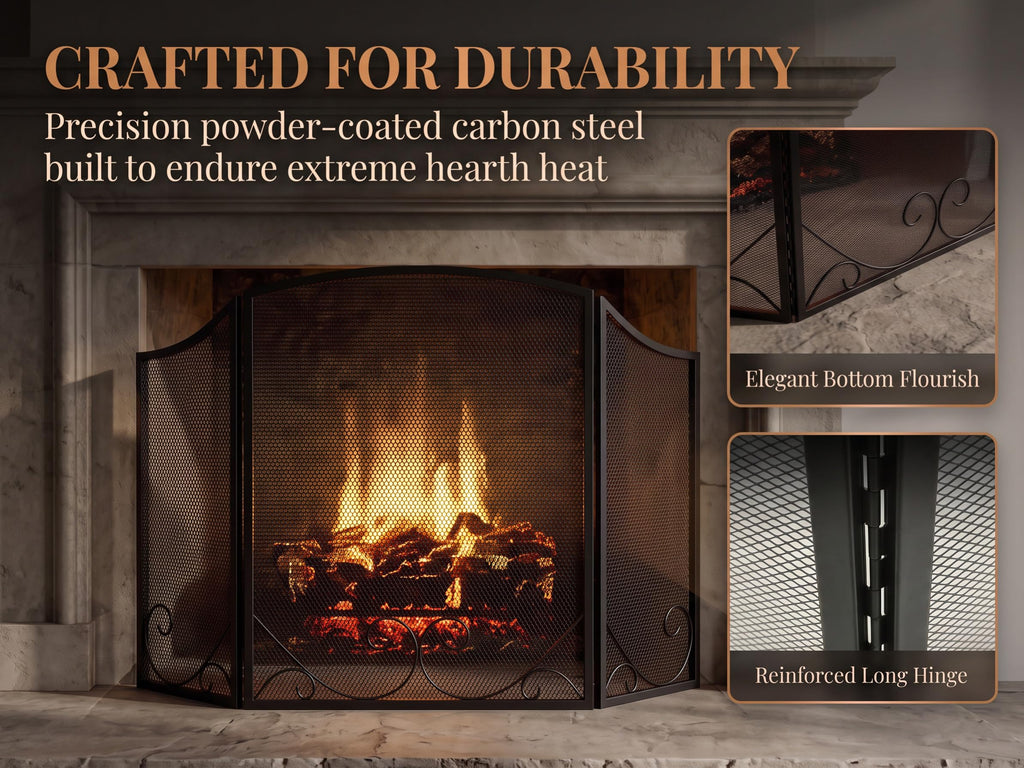 Black Wrought Iron Fireplace Screen B19570