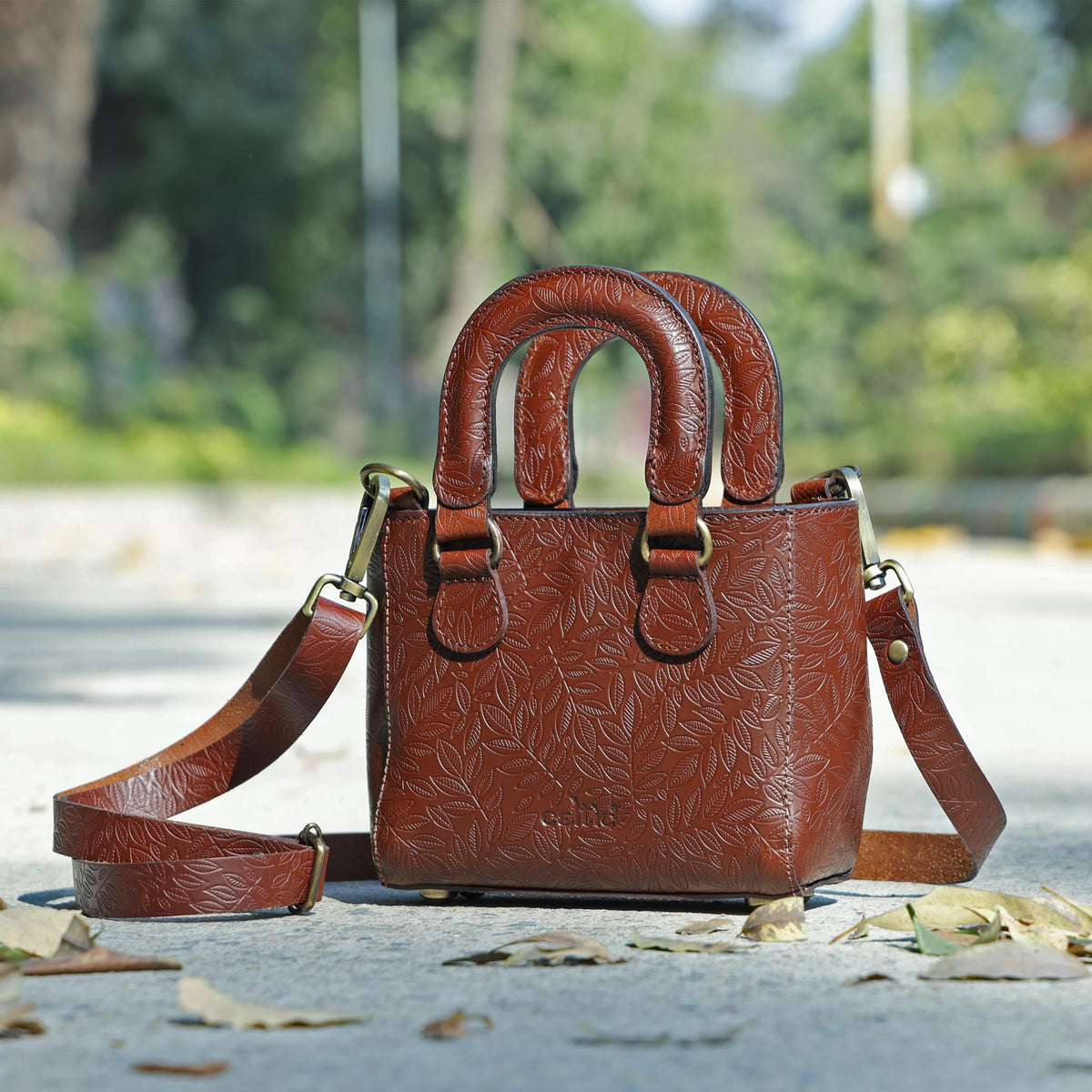 Genuine Leather Mini Tote Crossbody Bag K2308