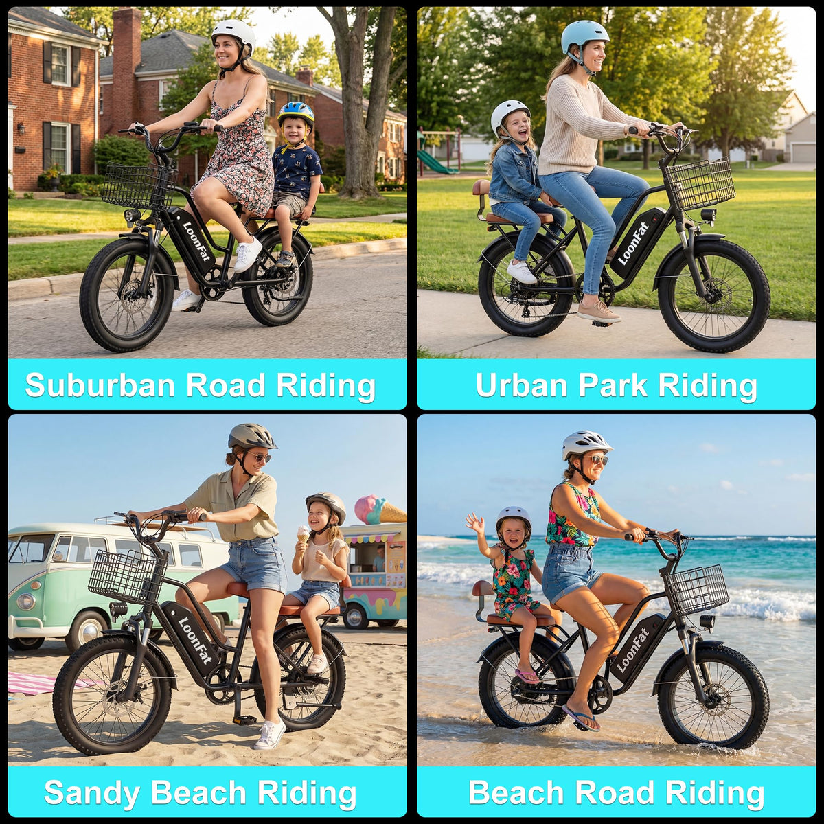 Peak 1000W 48V 13Ah Electric Bike with Rear Seat & Front Basket P1348